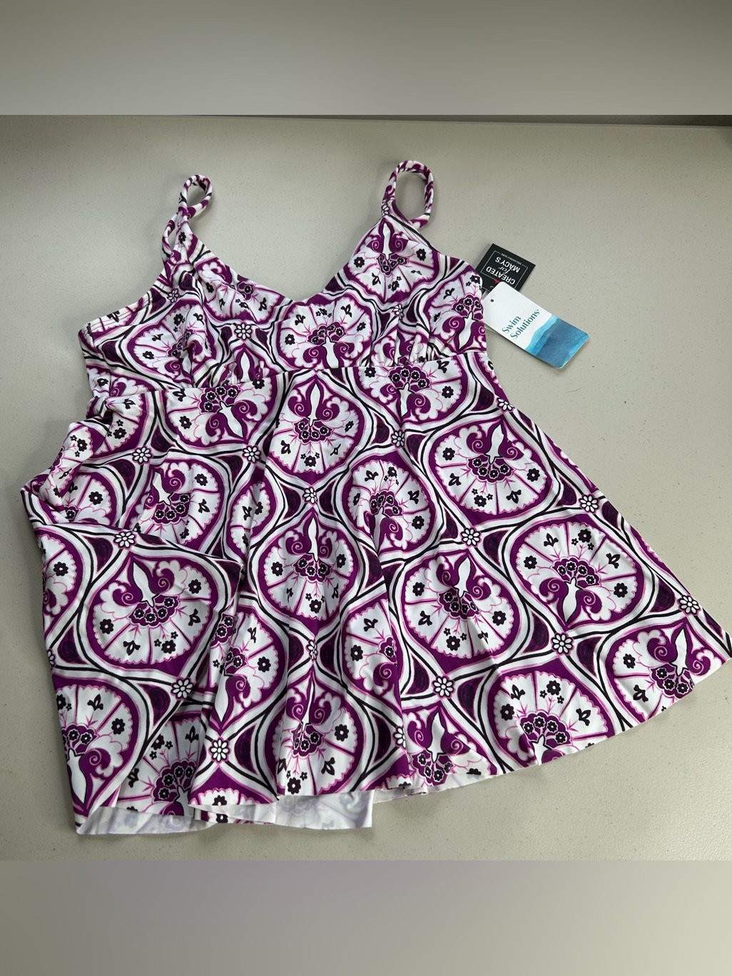 Swim Solutions Tankini Top 10 Magenta Underwire New Swimwear
